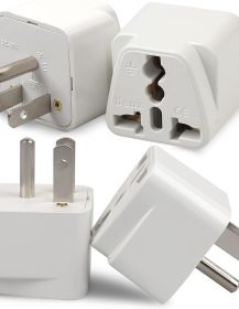 4 Pack Universal Adapter, Europe to US Plug Travel Adapters (White)